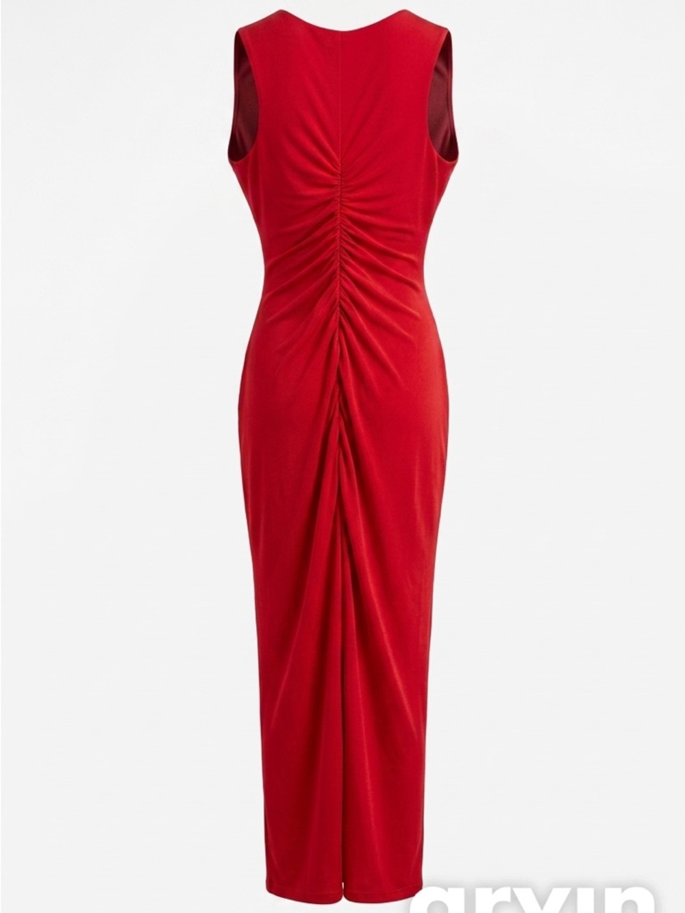 Calvin Klein Red Ruched V-Neck - Picture 2 of 7